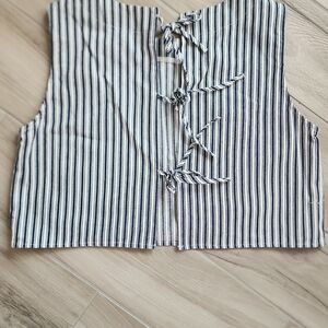 Altar'd State Striped Tie-Back Crop Top